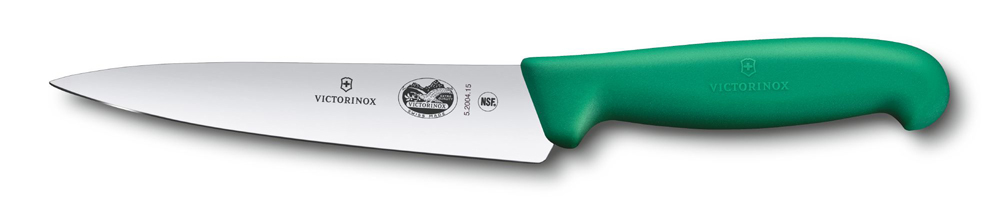 Нож разделочный VICTORINOX Fibrox, 15 см, лезвие из нержавеющей стали, зелёная пластиковая рукоять