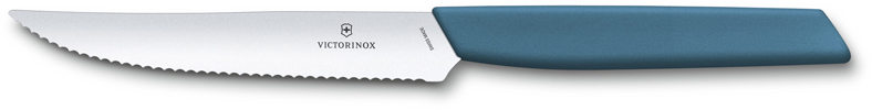 Нож для стейка и пиццы VICTORINOX Swiss Modern, 12 см, с волнистой кромкой, васильково-синий Нож для стейка и пиццы VICTORINOX Swiss Modern, 12 см, с волнистой кромкой, васильково-синий