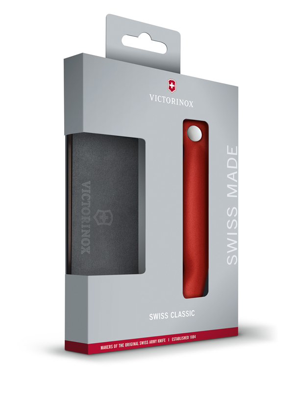 Набор VICTORINOX Swiss Classic: складной нож для овощей и разделочная доска, красная рукоять Набор VICTORINOX Swiss Classic: складной нож для овощей и разделочная доска, красная рукоять