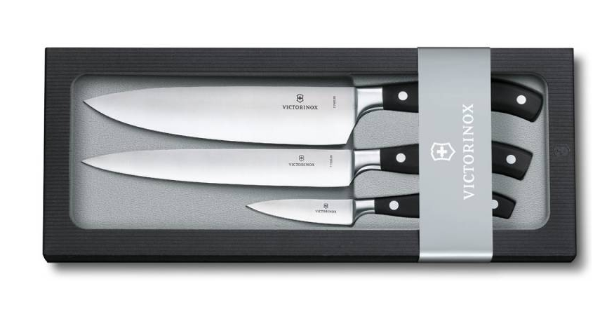 Набор ножей Victorinox Forged (7.7243.3) заточка: прямая черный (3шт. в наборе) подарочная коробка