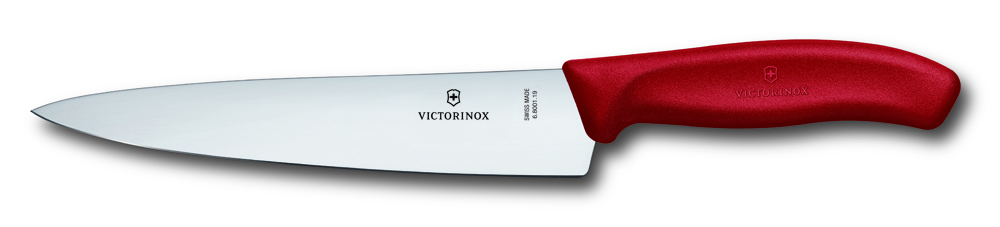 Нож разделочный VICTORINOX SwissClassic, лезвие из нержавеющей стали 19 см, пластиковая красная рукоять, в картонном блистере