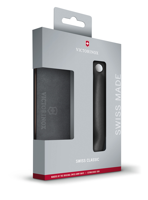 Набор VICTORINOX Swiss Classic: складной нож для овощей и разделочная доска, чёрная рукоять Набор VICTORINOX Swiss Classic: складной нож для овощей и разделочная доска, чёрная рукоять