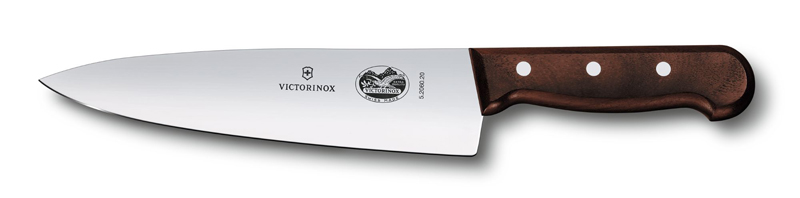 Разделочный нож VICTORINOX Rosewood, экстраширокое лезвие из нержавеющей стали 20 см, коричневая рукоять из палисандрового дерева, в подарочной коробке