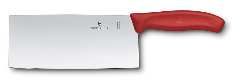Нож сантоку VICTORINOX SwissClassic, прямое лезвие из нержавеющей стали 18 см, красная пластиковая рукоять, в подарочной коробке