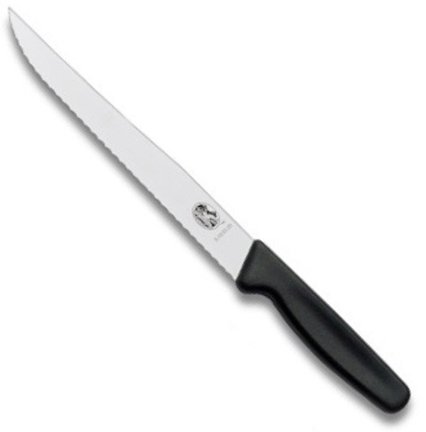Нож Victorinox разделочный, лезвие 20 см волнистое, черный Нож Victorinox разделочный, лезвие 20 см волнистое, черный