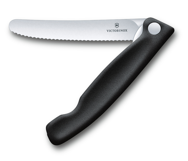 Нож для овощей VICTORINOX SwissClassic, складной, лезвие 11 см с волнистой заточкой, чёрный Нож для овощей VICTORINOX SwissClassic, складной, лезвие 11 см с волнистой заточкой, чёрный