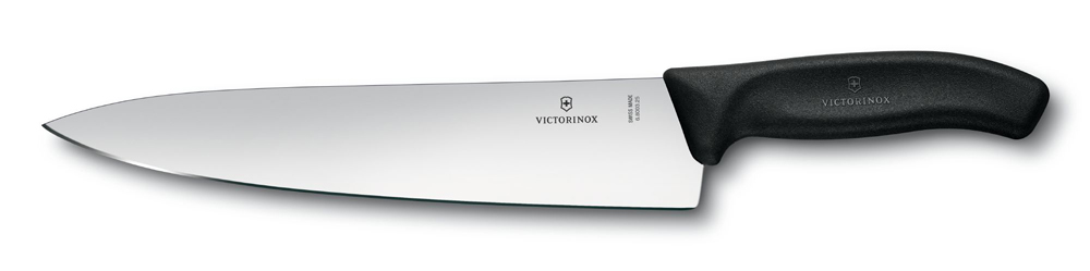 Нож разделочный VICTORINOX SwissClassic, лезвие из нержавеющей стали 25 см, чёрная пластиковая рукоять, в блистере