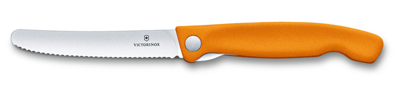 Нож для овощей VICTORINOX SwissClassic, складной, лезвие 11 см, серрейторная заточка, оранжевый