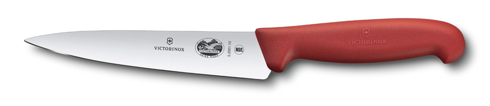 Нож разделочный VICTORINOX Fibrox, 15 см, лезвие из нержавеющей стали, красная пластиковая рукоять