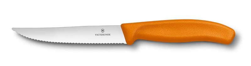 Нож для стейков и пиццы "Gourmet", лезвие из нержавеющей стали 12 см с серрейторной заточкой, оранжевая пластиковая рукоять Нож для стейков и пиццы "Gourmet", лезвие из нержавеющей стали 12 см с серрейторной заточкой, оранжевая пластиковая рукоять