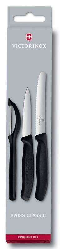 Набор ножей Victorinox Swiss Classic (6.7113.31) для овощей черный (3шт. в наборе) блистер Набор ножей Victorinox Swiss Classic (6.7113.31) для овощей черный (3шт. в наборе) блистер