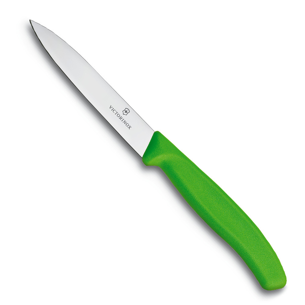 Нож для овощей VICTORINOX SwissClassic, лезвие из нержавеющей стали 10 см, зелёная пластиковая рукоять