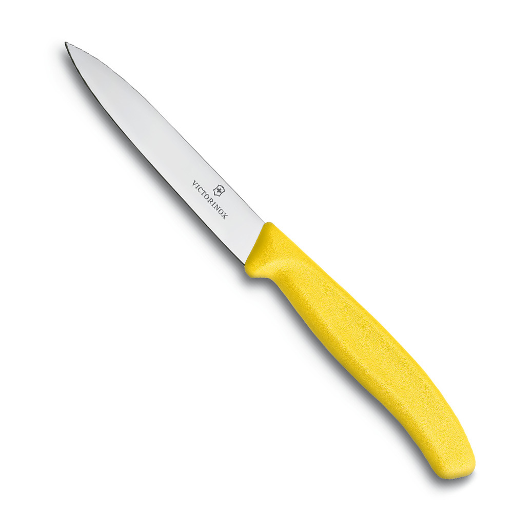 Нож для овощей VICTORINOX SwissClassic, лезвие из нержавеющей стали 10 см, жёлтая пластиковая рукоять