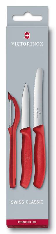 Набор ножей Victorinox Swiss Classic (6.7111.31) для овощей красный (3шт. в наборе) блистер Набор ножей Victorinox Swiss Classic (6.7111.31) для овощей красный (3шт. в наборе) блистер