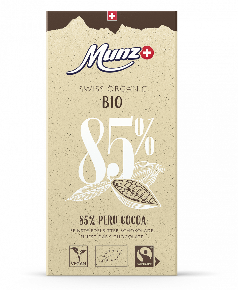 Горький шоколад MUNZ Organic 85% какао, 12шт*100г Горький шоколад MUNZ Organic 85% какао, 12шт*100г