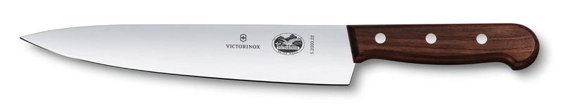 Разделочный нож VICTORINOX Rosewood, лезвие из нержавеющей стали 22 см, коричневая рукоять из палисандрового дерева, в подарочной коробке.