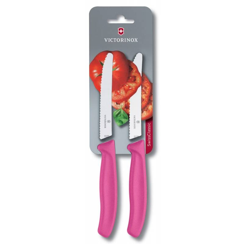 Набор ножей Victorinox Swiss Classic (6.7836.L115B) столовый заточка: серрейторная розовый (2шт. в наборе) 110мм блистер