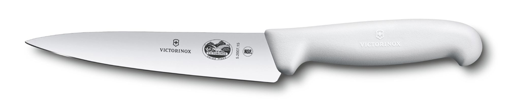 Нож разделочный VICTORINOX Fibrox, 15 см, лезвие из нержавеющей стали, белая пластиковая рукоять
