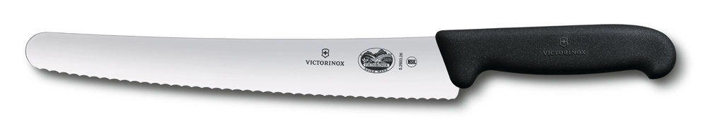 Нож для хлеба и выпечки VICTORINOX Fibrox, стальное лезвие 26 см, с серрейторной заточкой