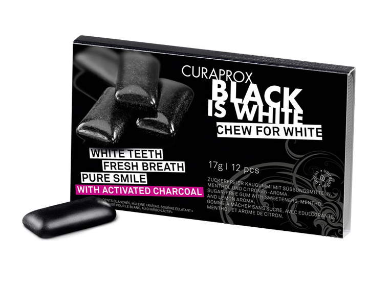 Жевательная резинка Курапрокс серии "Black is White" без сахара, 12 шт Жевательная резинка Курапрокс серии "Black is White" без сахара, 12 шт