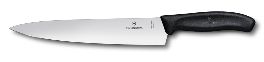Нож разделочный VICTORINOX SwissClassic, лезвие из нержавеющей стали 22 см, чёрная пластиковая рукоять, в блистере