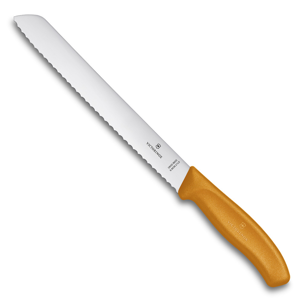 Нож для хлеба, лезвие из нержавеющей стали 21 см с серейторной заточкой, оранжевая пластиковая рукоять, в картонном блистере Нож для хлеба, лезвие из нержавеющей стали 21 см с серейторной заточкой, оранжевая пластиковая рукоять, в картонном блистере