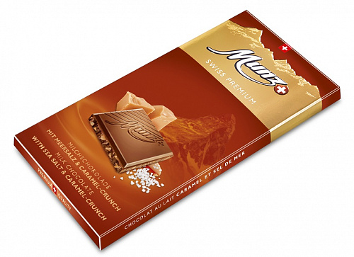 Молочный шоколад MUNZ с карамелизированным фундуком и морской солью, 12шт*100г Молочный шоколад MUNZ с карамелизированным фундуком и морской солью, 12шт*100г